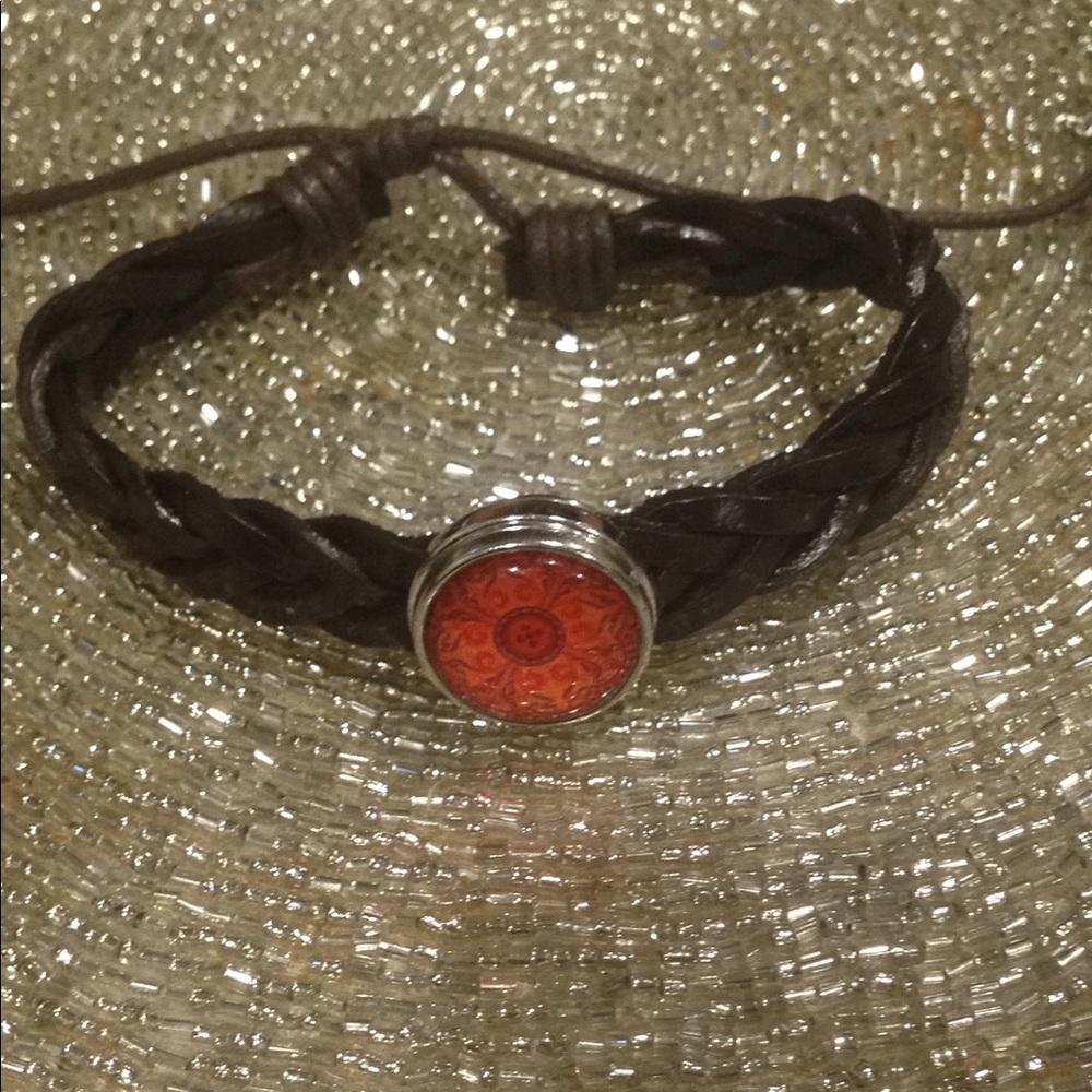 Brown adjustable leather  bracelet